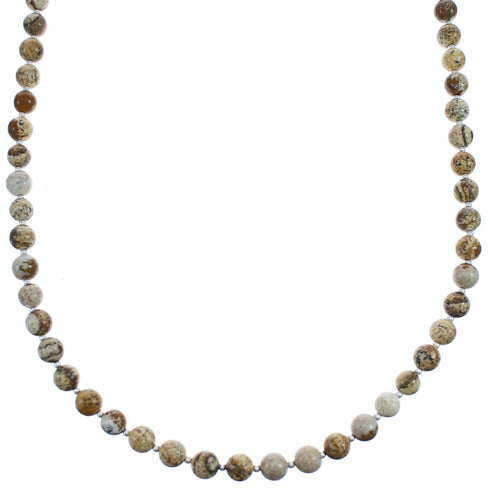 Genuine Sterling Silver Picture Rock Bead Necklace BX120617